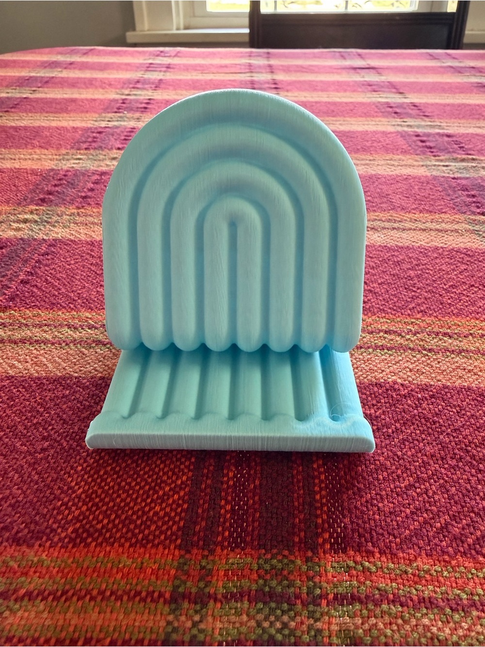 3D Printed Rainbow Phone Stand Pastel Blue Desk Holder Adjustable Handmade